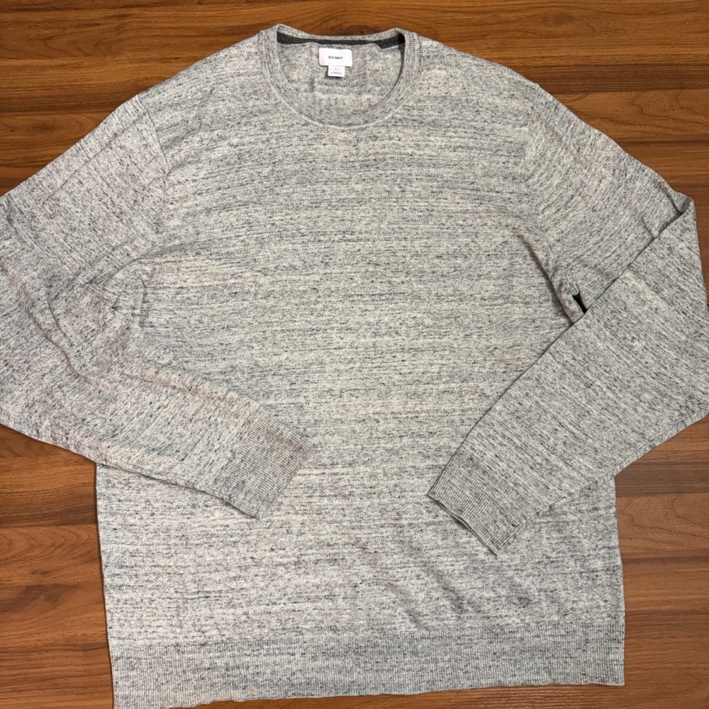 Old Navy Mens XXL Gray Marl Crew Neck Cotton Blend Sweater Long Sleeve Heathered